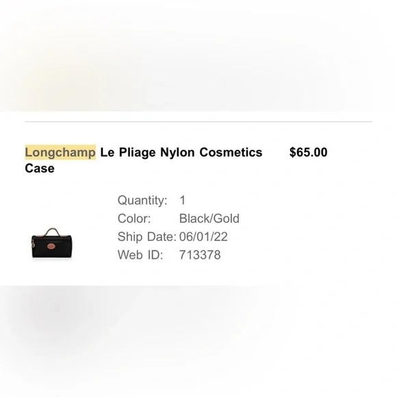 Longchamp Le Pliage Black Nylon Cosmetics Case - Picture 6 of 6
